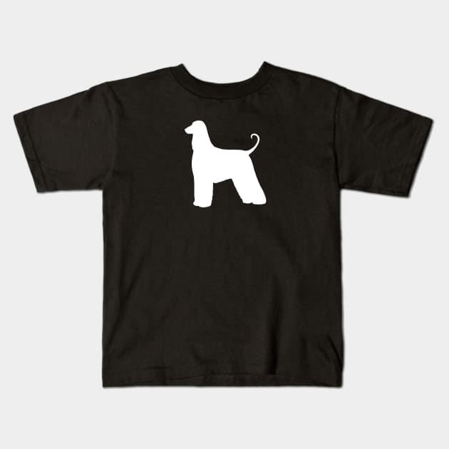 Afghan Hound White Silhouette Kids T-Shirt by Coffee Squirrel